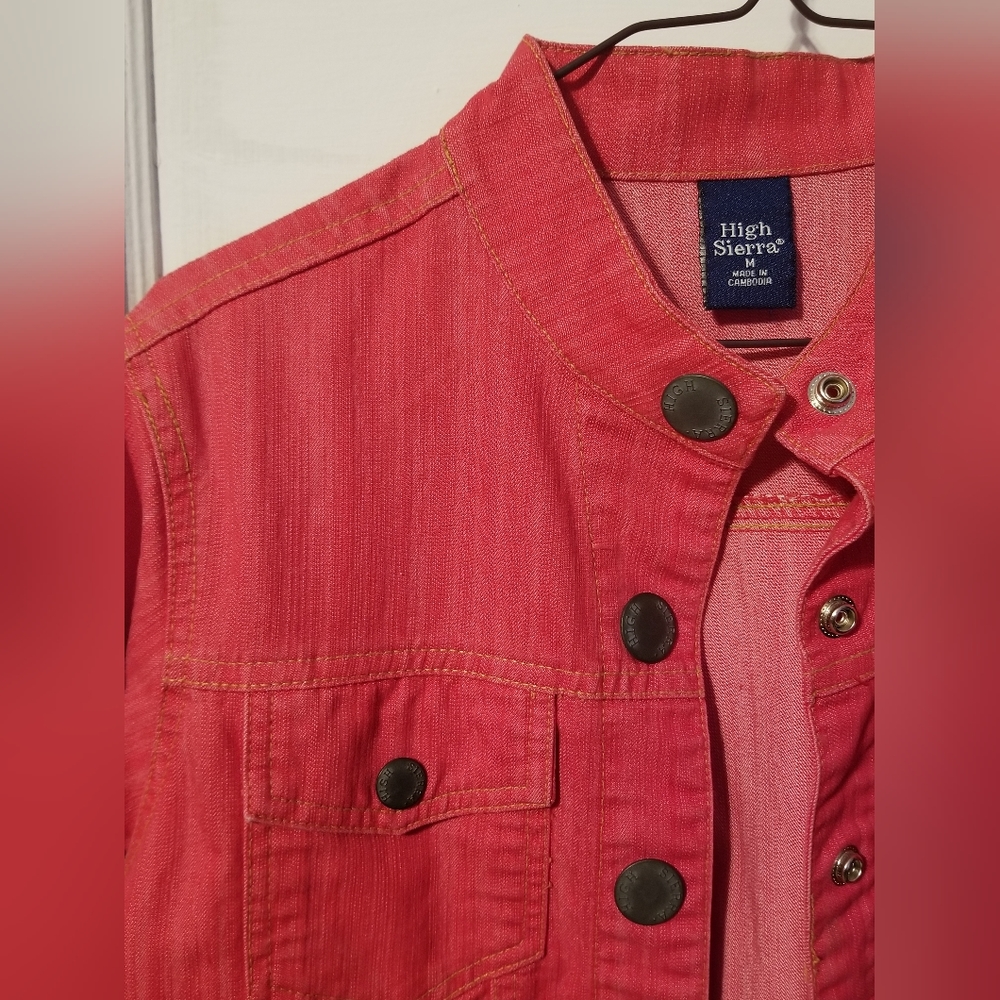 High Sierra Red Buttoned Denim Jacket - Picture 2 of 3